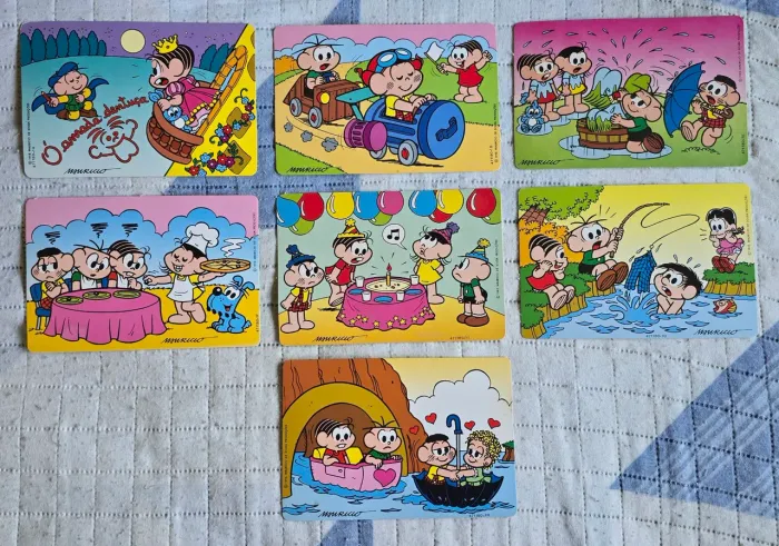 Lote c/ 7 Cartões postais do Chocolate Turma da Mônica (1993-1995) variados