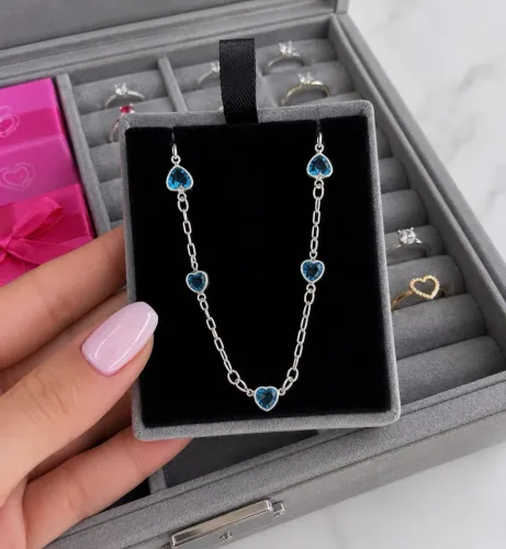 Pulseira de Prata legítima azul Safira