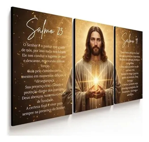 Kit 3 Quadros Jesus Cristo Sala Quarto
