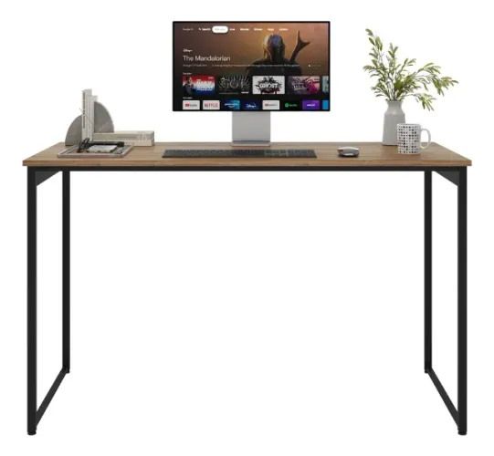 Mesa escrivaninha industrial ferro e madeira 150x60cm