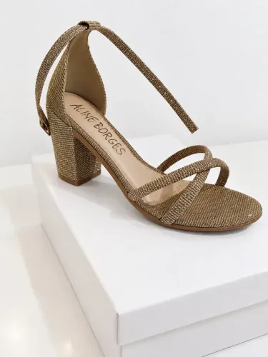Sandália Feminina Adulta Salto Bloco 8 cm Confortável Elegante Casual