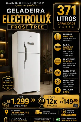 Geladeira Electrolux fros free 220v, tudo funcionando perfeitamente.