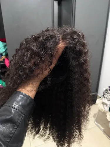 Lace peruca de cabelo humano cacheada aproximadamente 55 cm