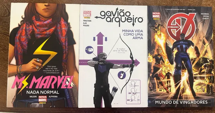 Combo/individual: HQs Marvel Edições de Luxo (Ms. Marvel, Gavião Arqueiro, Vingadores)