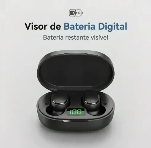 Fone Bluetooth Redmi AirDots Xiaomi com Visor Digital LED