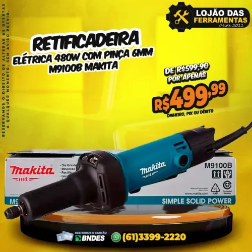 Retificadeira 480W com Pinça 6mm M9100B Makita