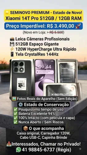 Semi-novo Premium Xiaomi 14T PRO 512GB/12+12GB RAM