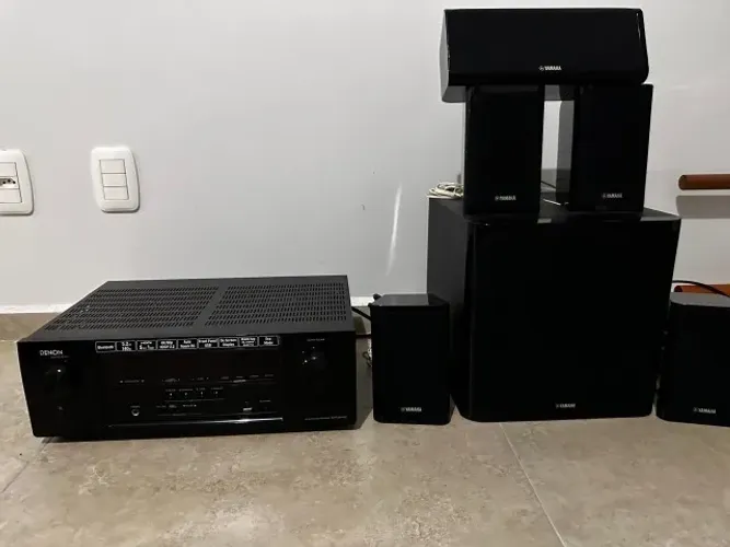 Home Theater Denon AVR-S510BT 5.2 + caixas Yamaha 5.1 com subwoofer ativo