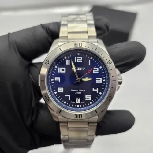 Relógio Orient Masculino Azul Aço Original Novo