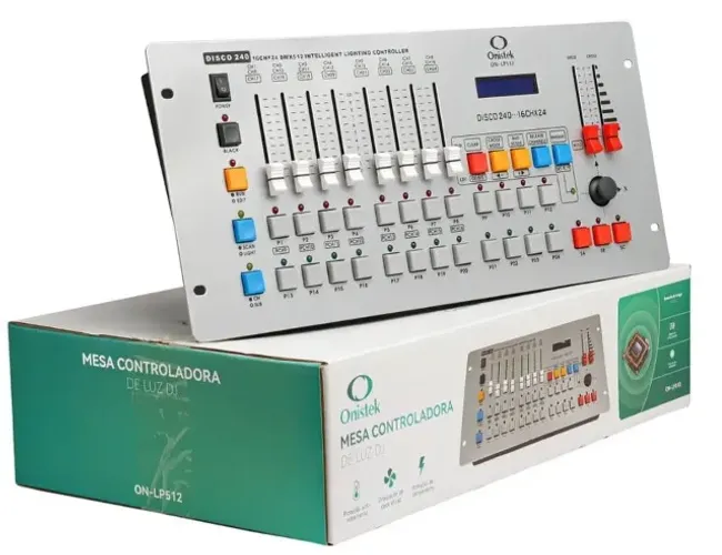 Mesa Controladora de Luz Onistek DISCO240 DMX512 192 Canais Moving Strobo