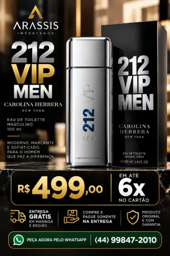 Perfume 212 VIP MEN 100ML - CAROLINA HERRERA - R$ 499.00 6 x sem juros