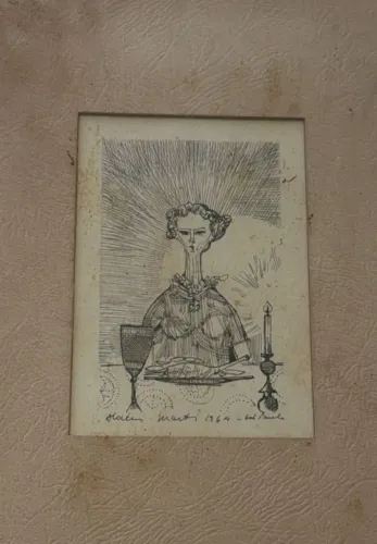 Quadro nanquim Aldemir Martins legítimo