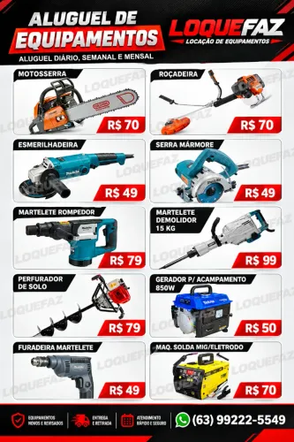 ALUGUEL DE EQUIPAMENTOS EM ARAGUAÍNA