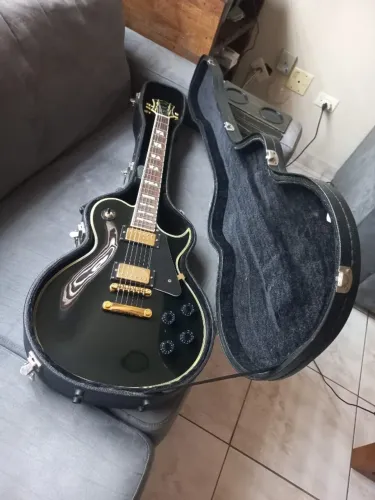 Guitarra Les Paul SX GG1 Custom Black e dourado