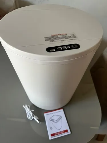 Lixeira Automática Recarregável Usb - 16L Branco - Escritório