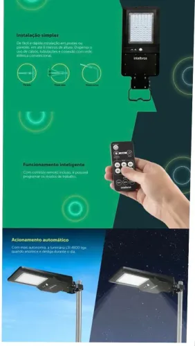 ABAIXOU O PREÇO.OPORTUNIDADE ÚNICA APROVEITA LUMINÁRIA SOLAR INTELBRAS LSI 4800 - 40W