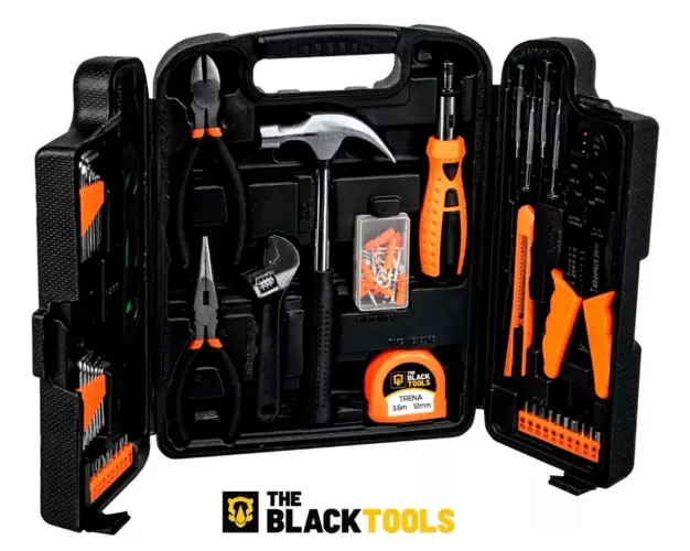  Kit de Ferramentas 169 Peças + Parafusadeira Furadeira 12V Sem Fio The Black Tools
