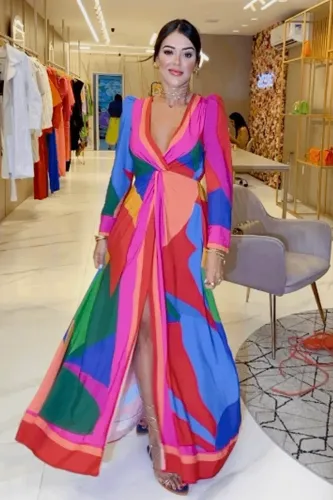 Vestido longo colorido farm 