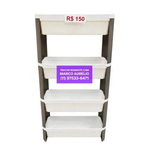 Organizador Loft Slim Coza 4 Andares Plástico 68x44,8x17,3 CM Fruteira Branca