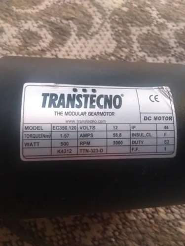 Motor DC 12V 500W Transtecno Novo - Nunca Usado