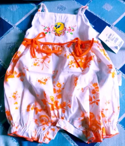 Banho de sol bebê Piu Piu, meia malha estampa Tip Top