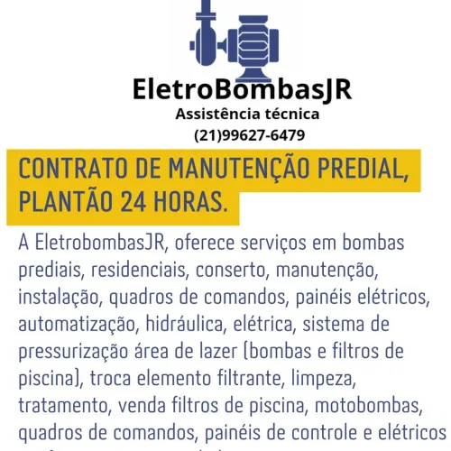 Conserto, venda e automatização de motobombas. 