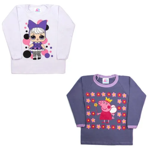 Lote 9 Camisetas NOVAS - Lol e Peppa Pig - Manga longa Tam 1 e 4