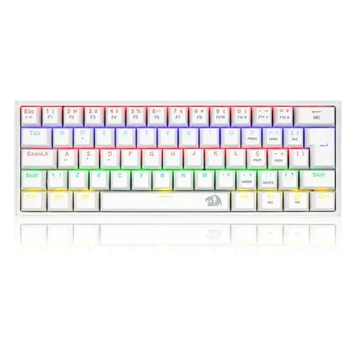 Teclado Mecânico 60% Redragon Fizz White Rainbow Switch Brown - WZetta