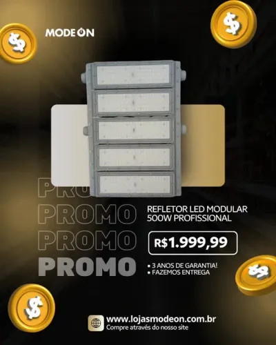 Refletor modular profissional 500w 6500k