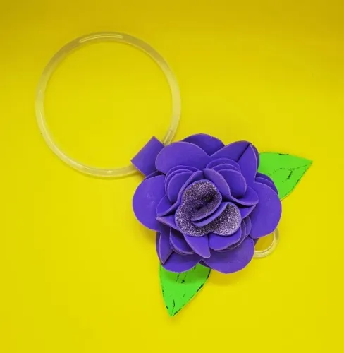 Porta-Pano de Prato com Flor Roxa