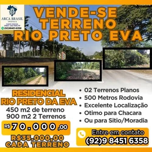 VENDE-SE EXCELENTE TERRENO   RIO PRETO EVA - PROX. RODOVIA AM 010