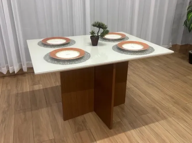 Mesa de Jantar Helo 1.20×0.90 Mel/Off White- Produto Novo Entrega Rápida