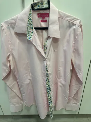 Camisa Social Rosa Dudalina com Detalhes Florais
