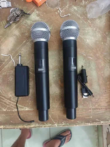 Kit 2 microfones sem fio top alta qualidade