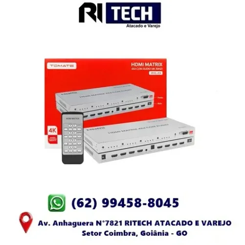 HDMI Matrix 4x4 Com Áudio 4k 30hz Bivolt Dts-hd/dolby-truehd, 4 Entradas, 4 Saídas