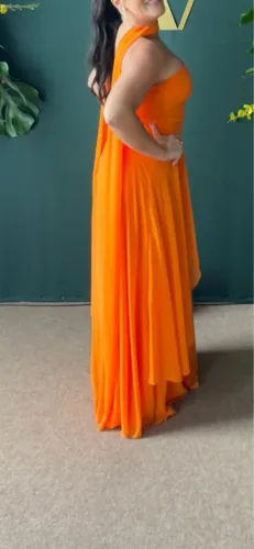 Vestido longo de festa Laranja Fluido