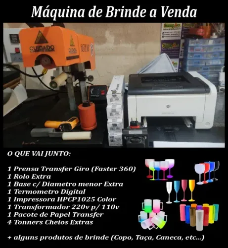 Maquina de Estampar Brindes completa - Faster 360+Impressora