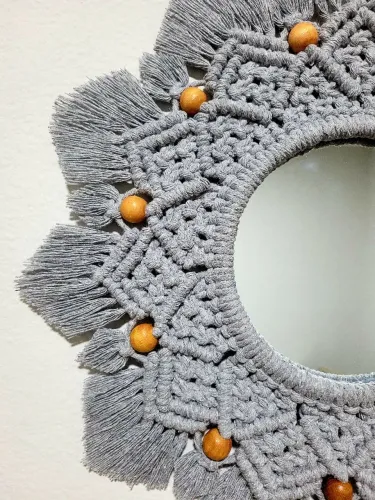 QUADRO ESPELHO DECORATIVO MACRAMÊ