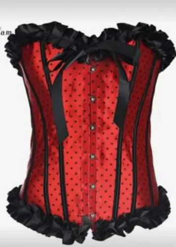 Corset vermelho com poá preta tamanho G