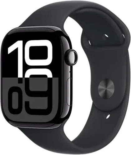 Apple Watch Series 10 GPS ? Caixa preta brilhante de alumínio - 42 mm ? Pulseira esportiva
