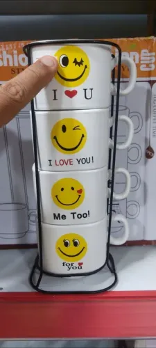 Conjunto de xícaras de café com frases divertidas