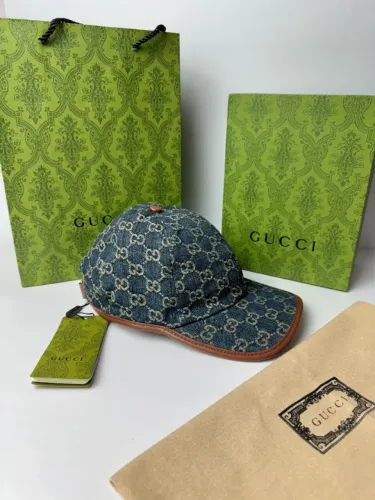 Boné Gucci GG Monograma Denim Leather Trim ( Jeans )