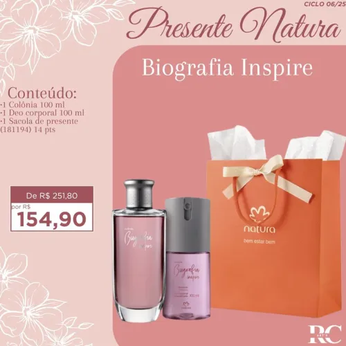 Presente Natura Biografia Inspire - Kit com Colônia e Deo Corporal