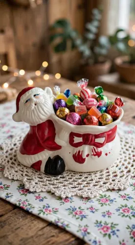 Cachepô Papai Noel Cerâmica Vintage Raro - Peça Única<br>
