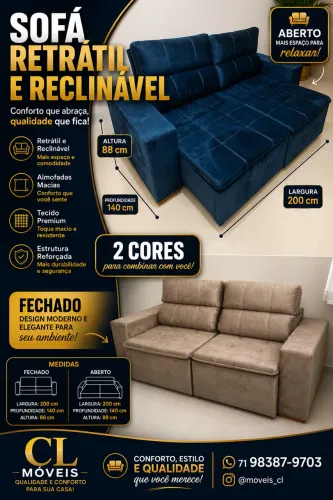 Sofá retrátil reclinavel
