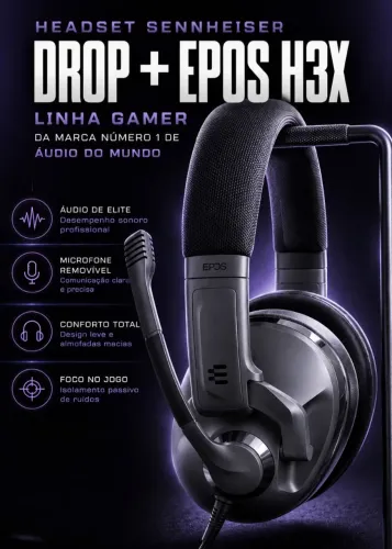 Headset Sennheiser EPOS + Drop H3X Novo NF e Garantia 