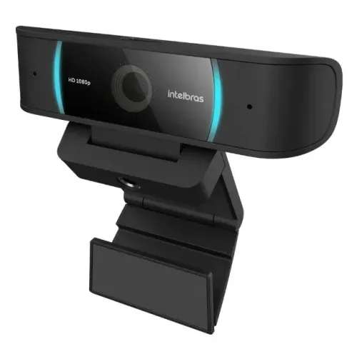 Webcam Intelbras Full HD, USB, 2x Microfones Bilaterais, Fecho de Privacidade, Preto - CAM