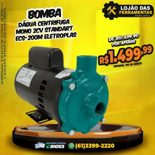 Bomba Dágua Centrifuga Mono 2Cv Standart Ecs-200m Eletroplas