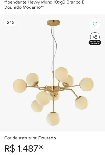 Pendente hevvy mond 10xg9 dourado novo na caixa