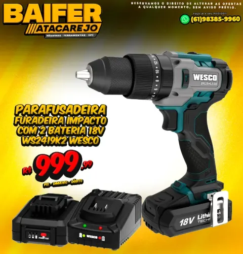 Parafusadeira Furadeira Impacto Com 2 Bateria 18V WS2419k2 Wesco
